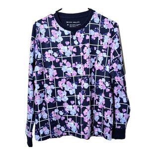 Peter Millar Womens Golf Birdie Sweatshirt M Purple Floral UPF Activewear Sport